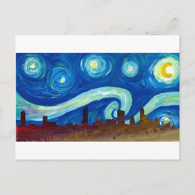 Austin Skyline Silhouette mit Starry Night Postkarte (Vorderseite)