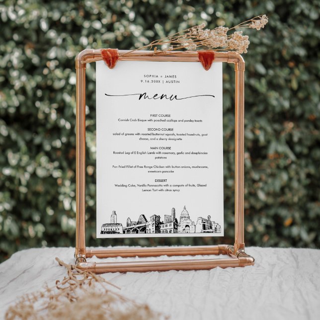 Austin Skyline Wedding Dinner Menu Card 12x18 (Von Creator hochgeladen)