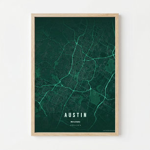 Austin Smaragd-Karten-Druck Texas Stadt Poster Ges