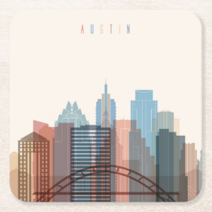 Austin, Stadt-Skyline Texas   Rechteckiger Pappuntersetzer