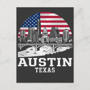 Austin Stadt Texas Amerikanische Flagge Postkarte