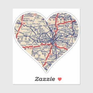 Austin Texas 1941 Karte Aufkleber