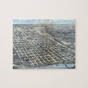 Austin, Texas Antike Luftbild-Stadtkarte von 1873 Puzzle