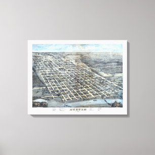 Austin, Texas Antique City Map von 1873 Leinwanddruck