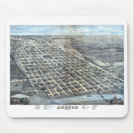 Austin, Texas Antique City Map von 1873 Mousepad