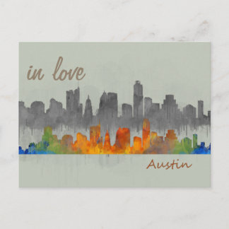 Austin Texas Aquarellschlange in der Liebe Stadt Postkarte