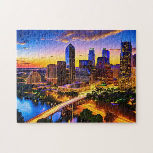 Austin Texas Art 3 Foto Puzzle Skyline Kunst Austi