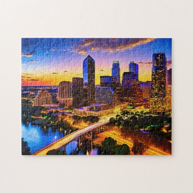 Austin Texas Art 3 Foto Puzzle Skyline Kunst Austi (Horizontal)