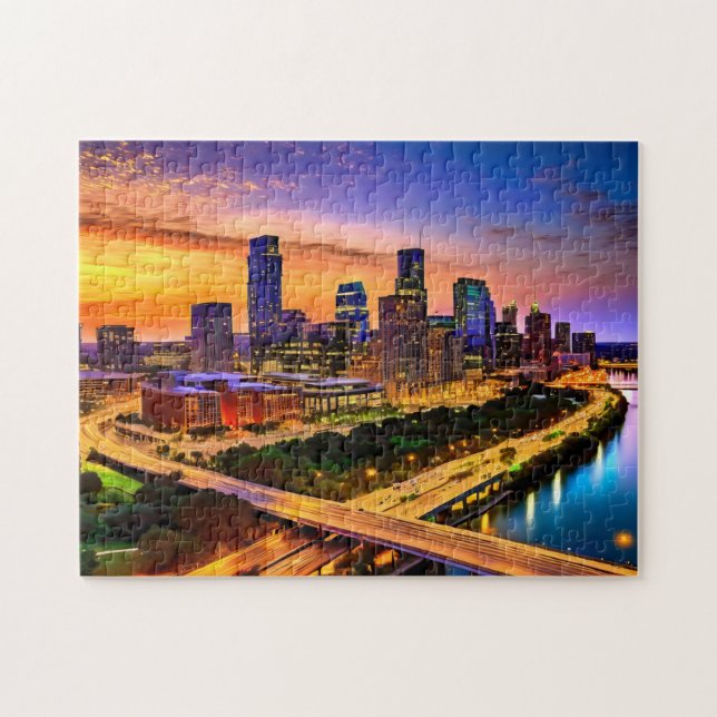 Austin Texas Art 4 Foto Puzzle Skyline Kunst Austi (Horizontal)