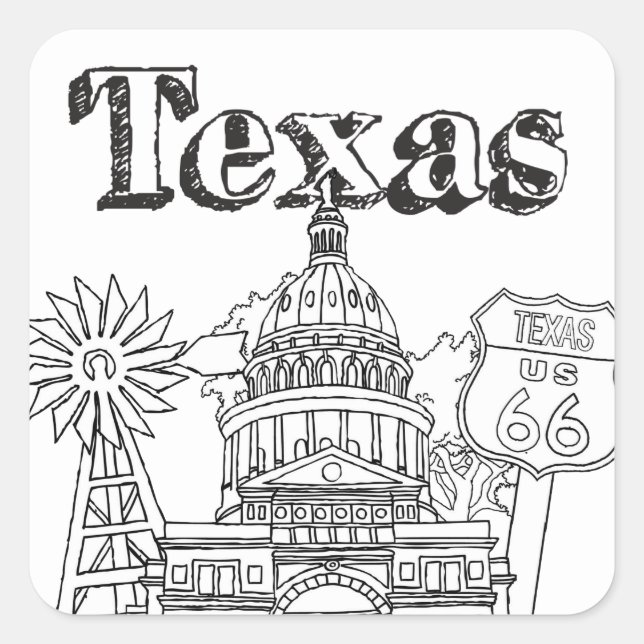 Austin Texas Art Vacation Texas Souvenir Design Quadratischer Aufkleber (Vorderseite)