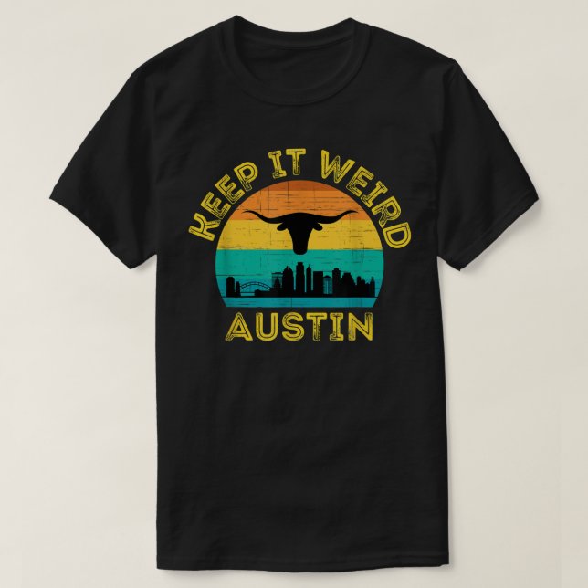 Austin, Texas Behielt es komisch Longhorn T-Shirt (Design vorne)
