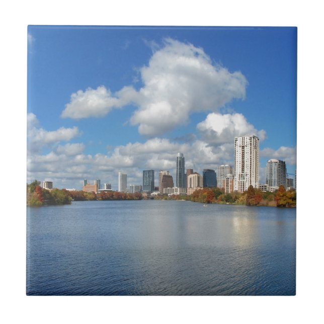 Austin Texas Boardwalk - Ladybird Lake - Skyline Fliese (Vorderseite)