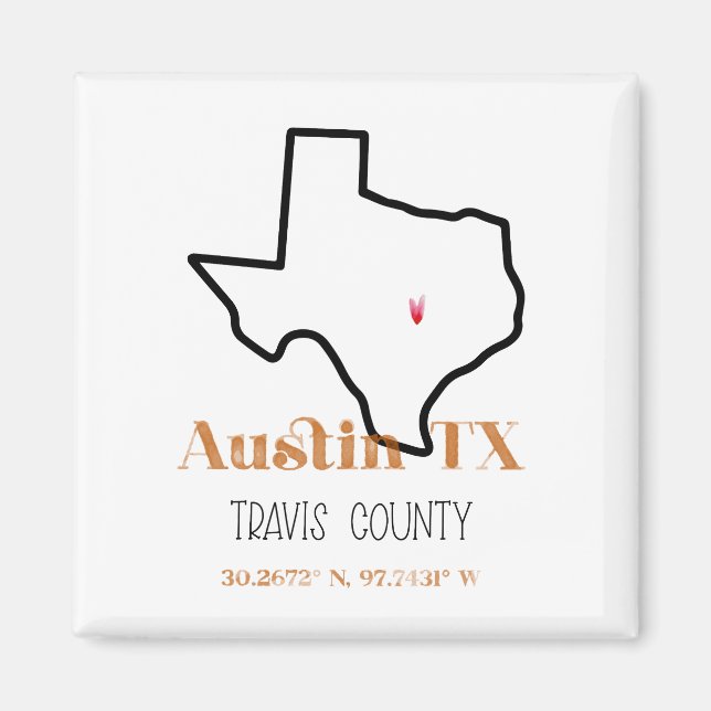 Austin Texas Burnt Orange Kühlschrankmagnet Magnet (Vorne)