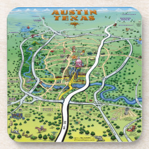Austin Texas Cartoon Map Getränkeuntersetzer