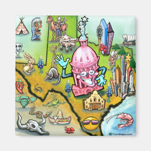 Austin Texas Cartoon Map Magnet