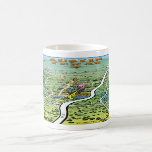 Austin Texas Cartoon Map Tasse