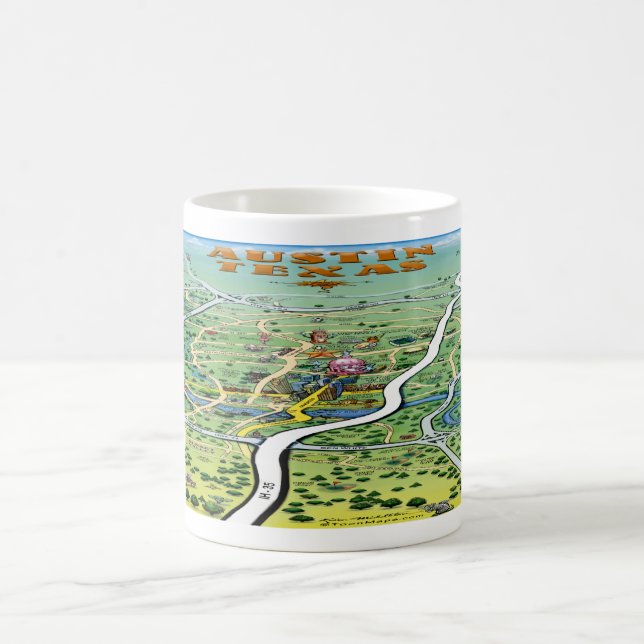 Austin Texas Cartoon Map Tasse (Mittel)