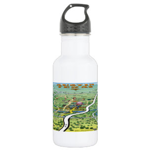 Austin Texas Cartoon Map Trinkflasche