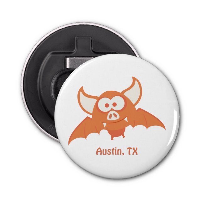 Austin Texas Cartoon Orange Bat Flaschenöffner (Vorderseite)