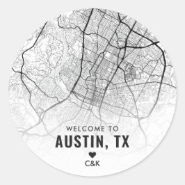 Austin, Texas City Map | Begrüßung Runder Aufkleber