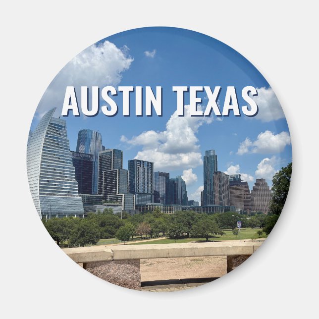 Austin Texas City Skyline Fotografie Magnet (Vorne)