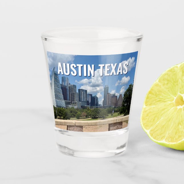 Austin Texas City Skyline Fotografie Schnapsglas (Vorderseite)