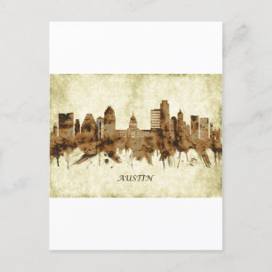 Austin Texas Cityscape Feiertagspostkarte