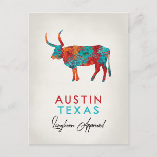 Austin Texas Colorful Longhorn Postkarte