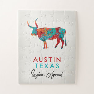 Austin Texas Colorful Longhorn Puzzle
