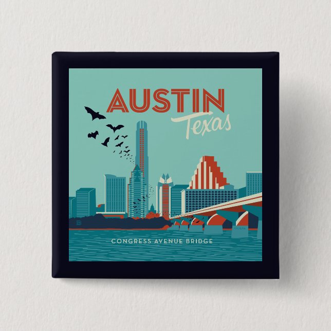 Austin, Texas | Congress Avenue Bridge Button (Vorderseite)