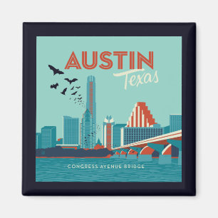 Austin, Texas   Congress Avenue Bridge Magnet