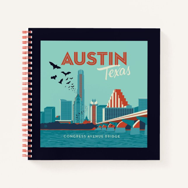 Austin, Texas | Congress Avenue Bridge Notizbuch (Vorderseite)