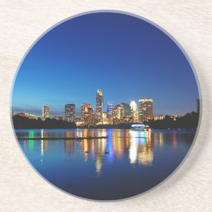 Austin Texas Downtown Night Skyline Ladybird Lake Getränkeuntersetzer