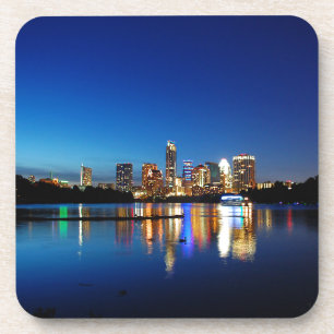 Austin Texas Downtown Night Skyline Ladybird Lake Untersetzer