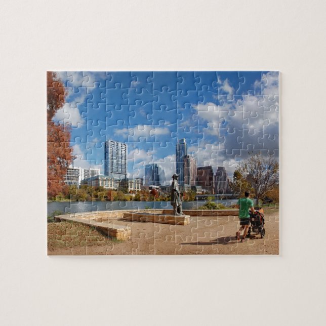 Austin Texas Downtown Skyline - Ladybird Lake Puzzle (Horizontal)