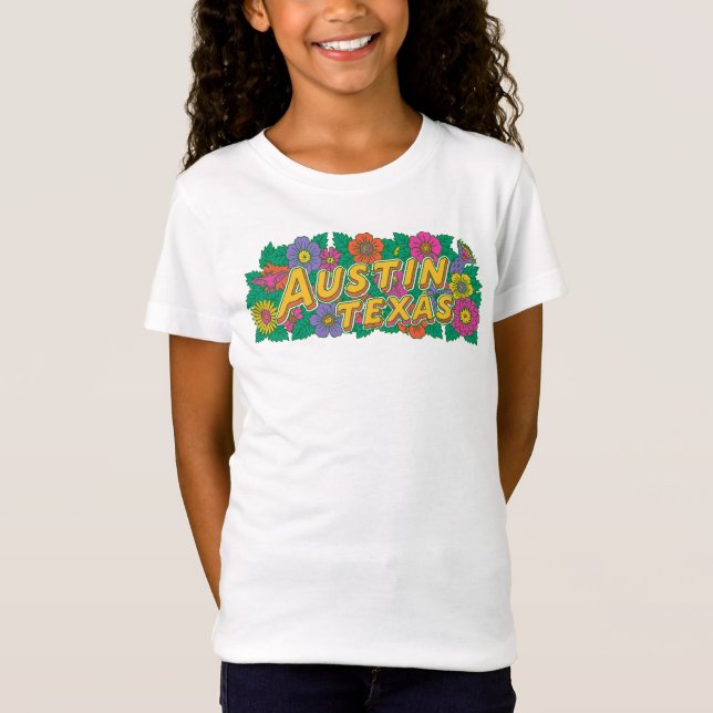 Austin Texas Florale Grafik T-Shirt (Vorderseite)