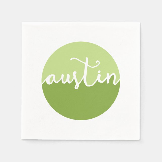 Austin, Texas | Green Ombre Circle Serviette (Vorderseite)