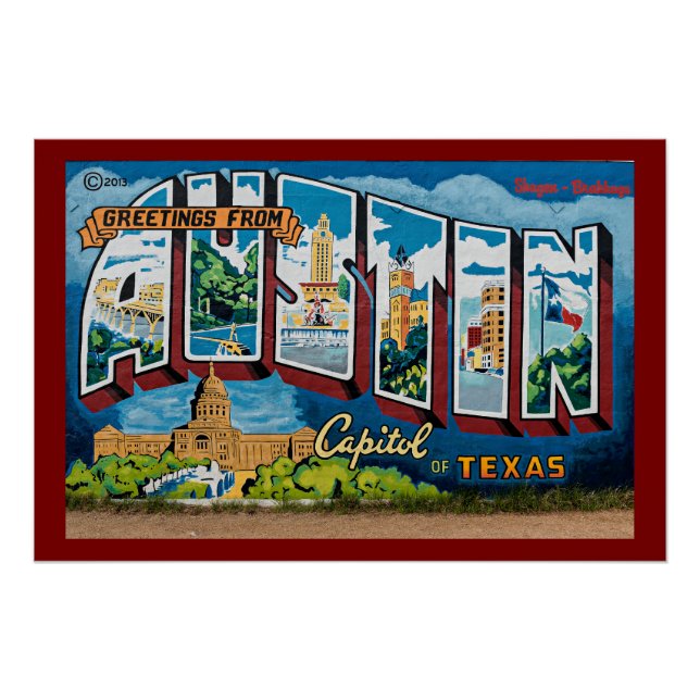 Austin, Texas Greetings Poster (Vorderseite)