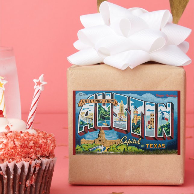 Austin, Texas Greetings Rechteckiger Aufkleber (Party)