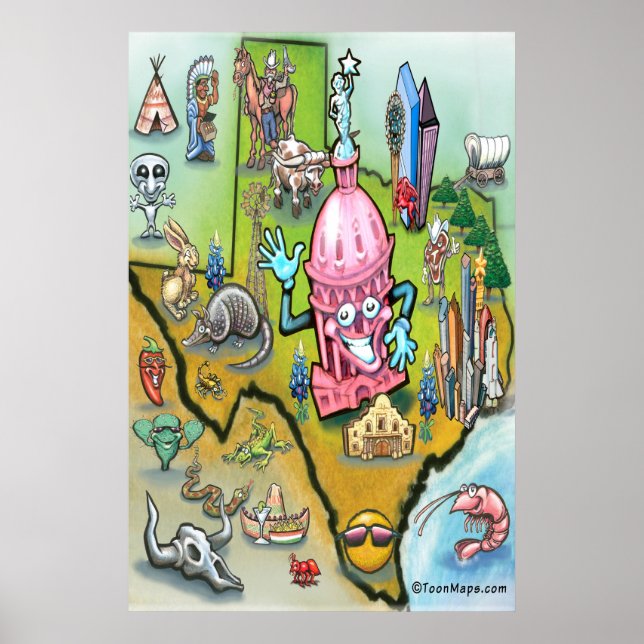 Austin TEXAS Karte Poster (Vorne)
