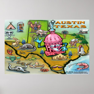 Austin TEXAS Karte Poster