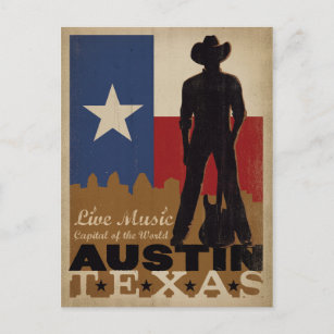 Austin, Texas   Live Music Cowboy Postkarte