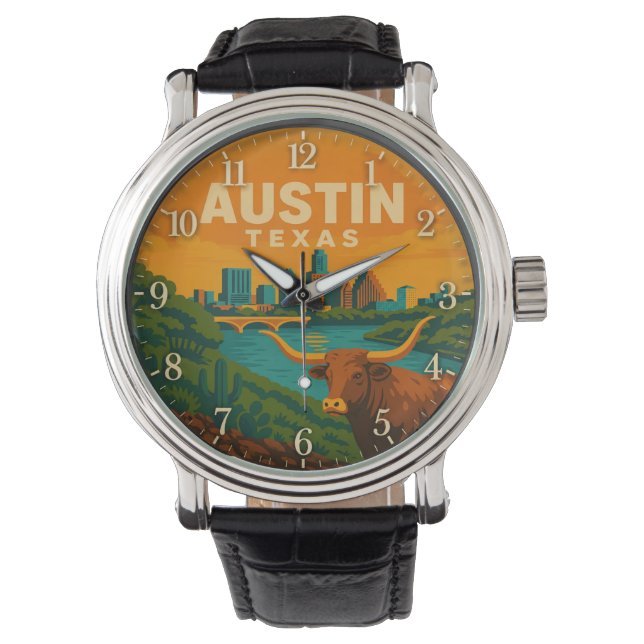 Austin Texas Longhorn Riverfront Armbanduhr (Vorderseite)