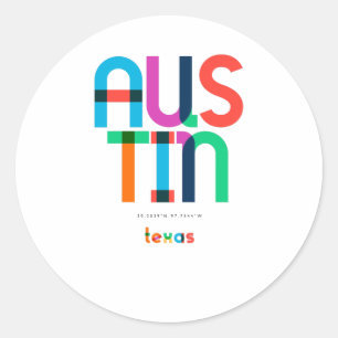 Austin Texas Mid Century, Pop Art, Runder Aufkleber