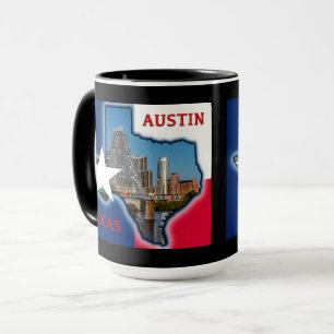Austin, Texas mit Flaggenfarben, Tasse