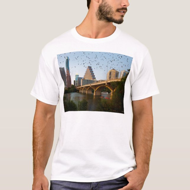 Austin, Texas mit Fledermäuse T-Shirt (Vorderseite)