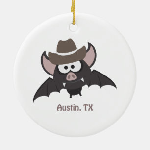 Austin Texas Niedlich Cartoon Cowboy Bat Keramik Ornament