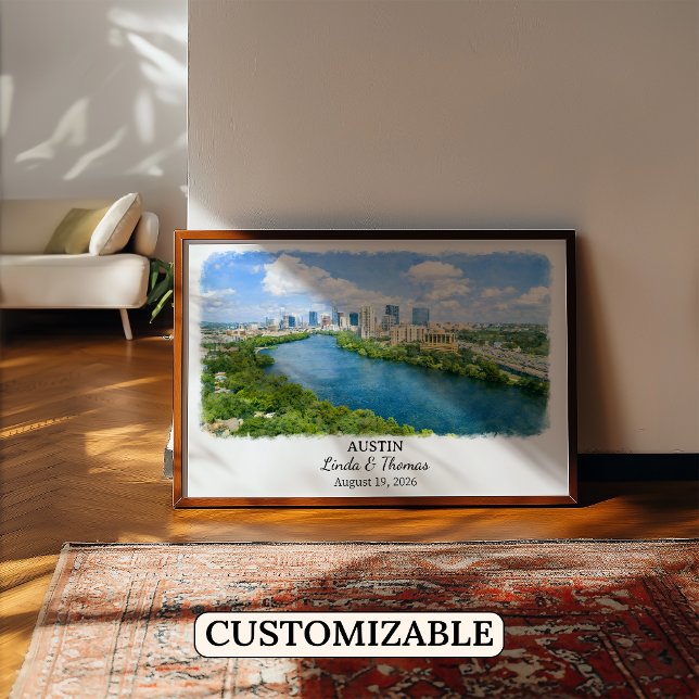 Austin Texas Poster, Aquarell, Maßgeschneidert Poster (Von Creator hochgeladen)
