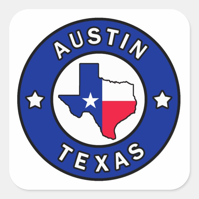 Austin Texas Quadratischer Aufkleber (Vorderseite)