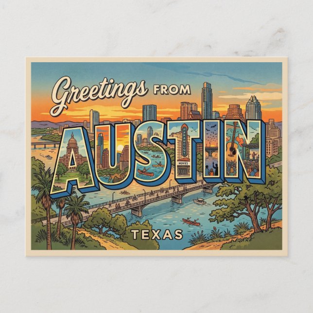 Austin Texas Reise Postkarte (Vorderseite)